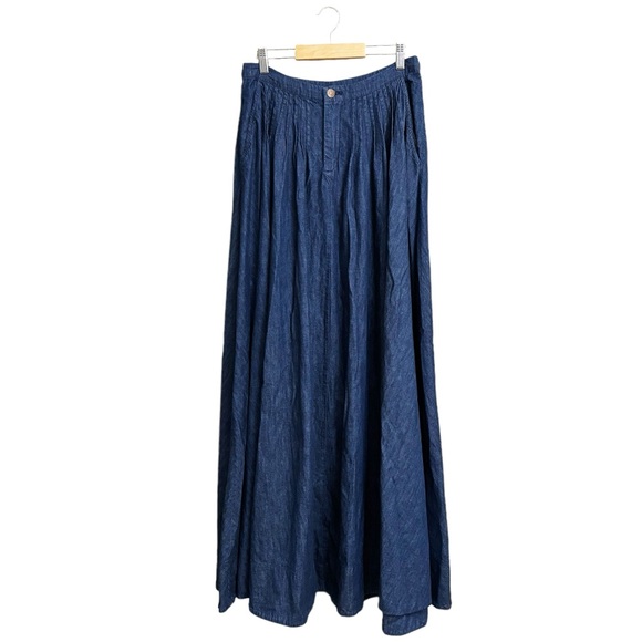 Free People Pleated Denim Maxi Skirt - Picture 2 of 7
